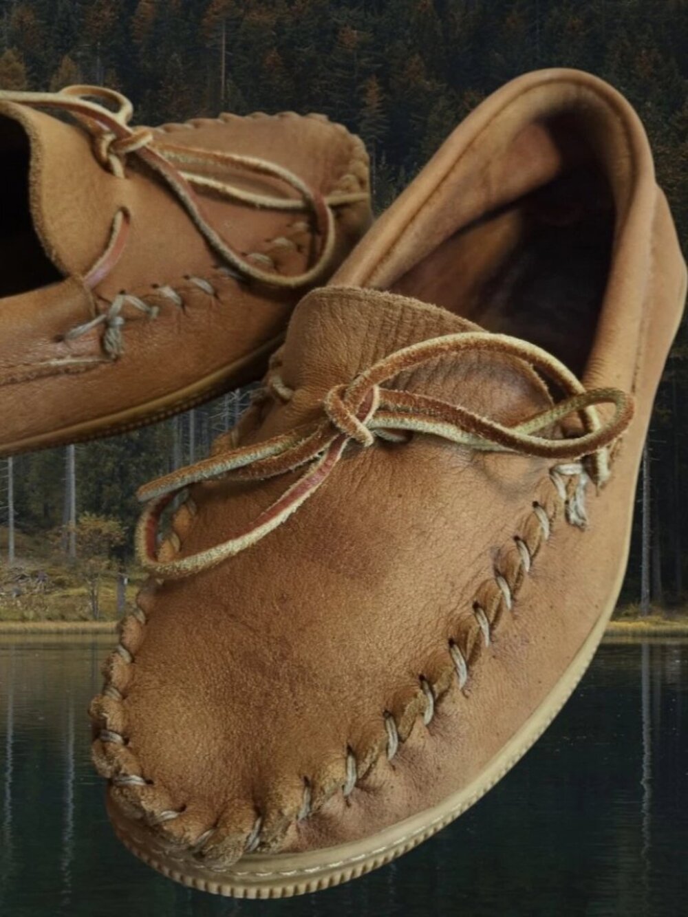 Adirondack Brown Soft Suede Leather Moccasins Mens 8.5-9 /Womens 10-10.5 - USA